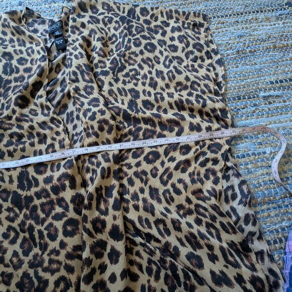 Animal Print Kimono Cover Up Cape Brown Black OSFM Mobwife Y2K Baddie - Picture 4 of 6